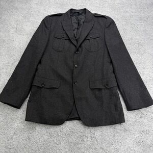 Banana Republic Military Blazer Men 40R Charcoal Gray Wool Blend Tailored Jacket